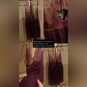Victoria's Secret Deep Burgundy Lace Chemise